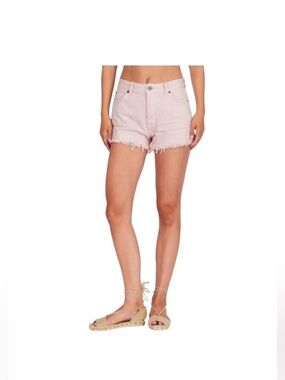 Amuse Society NWT blush pink button fly distressed hem cotton denim short size31